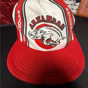 VINTAGE Arkansas Razorbacks Hat Cap 1980's Snapback Mesh Back Adult